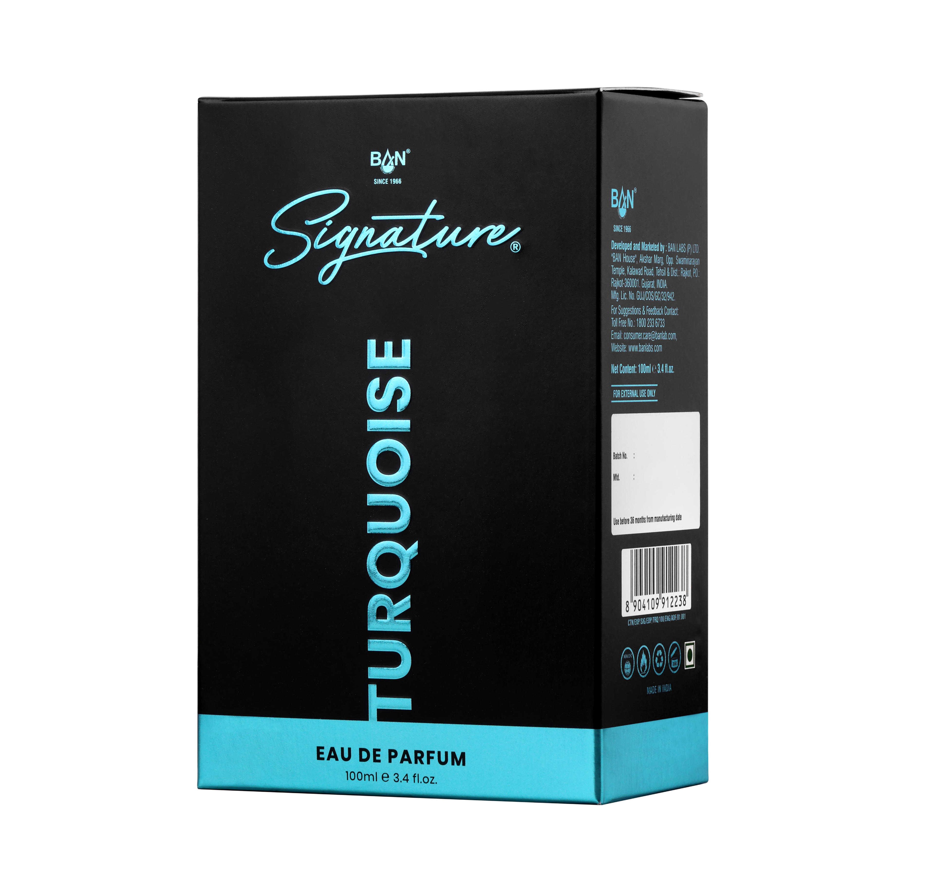 TURQUOISE – Men's Eau De Parfum - 100ml | Bold Amber Spicy Fragrance