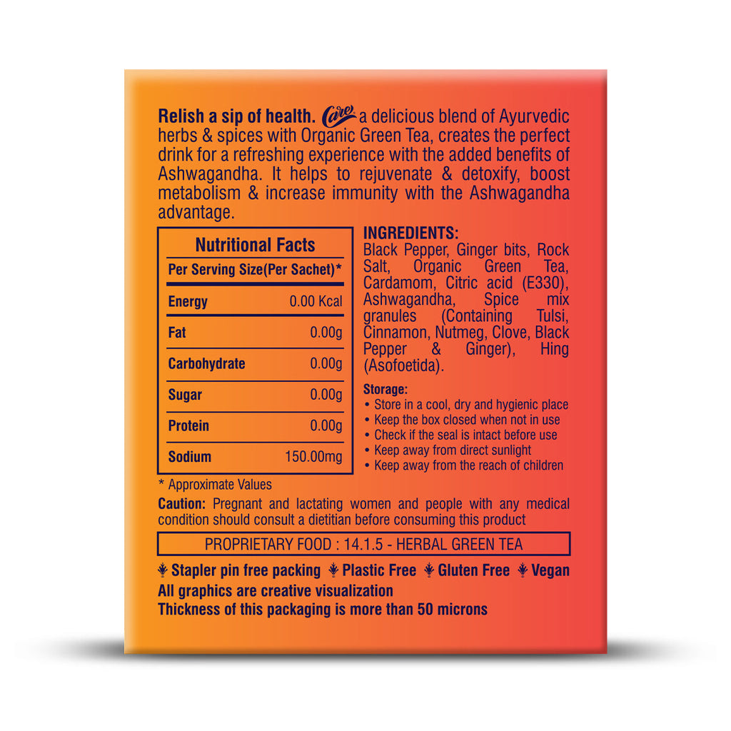 Ashwagandha Green Tea - Nutritional Facts