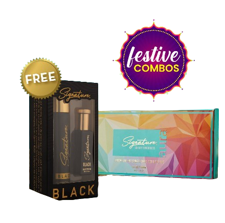 Signature Aura Eau De Perfum 10 x 3 ml + FREE!! Black Deodorant 70 Ml + 20 ML Men's EDP Perfume Gift Set