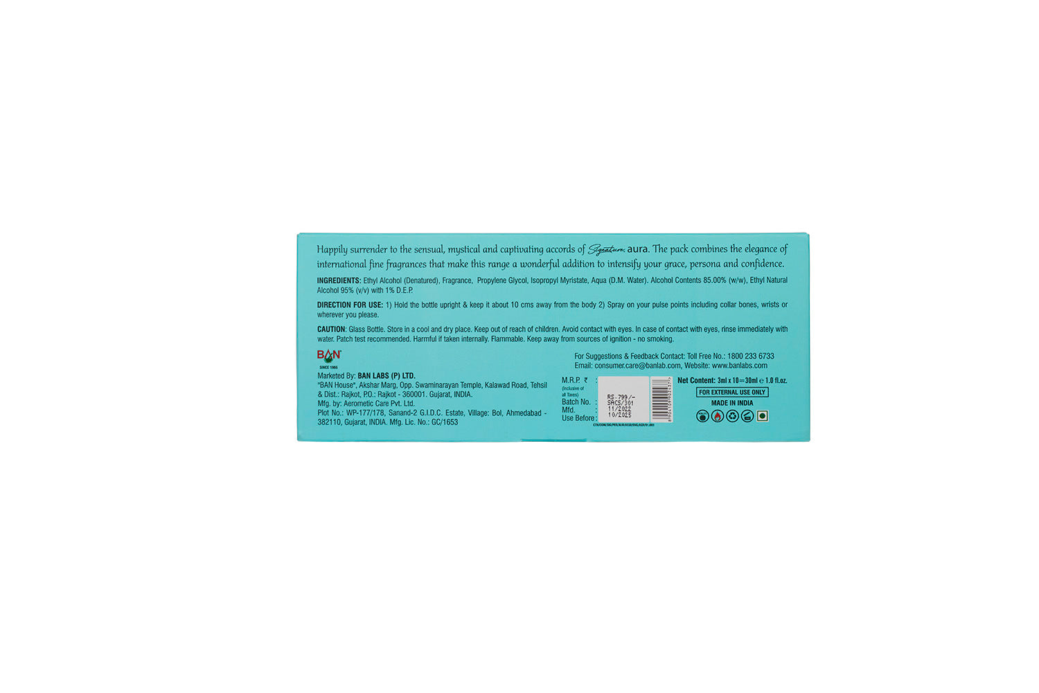 Signature Aura Eau De Perfum 10 x 3 ml + FREE!! Black Deodorant 70 Ml + 20 ML Men's EDP Perfume Gift Set