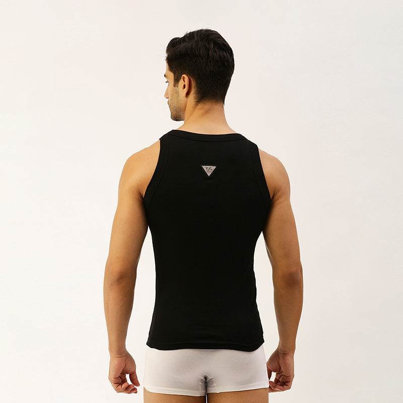 THE SECRET LOOM Mens Gym Vest - Rib 1X1 100% Super Combed Cotton