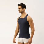 THE SECRET LOOM Mens Gym Vest - Rib 1X1 100% Super Combed Cotton