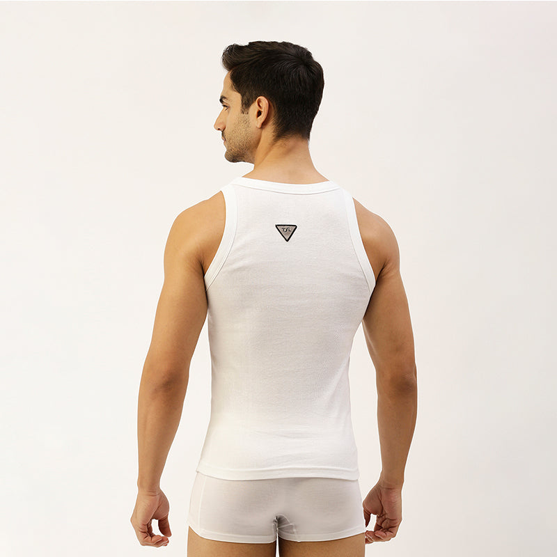 THE SECRET LOOM Mens Gym Vest - Rib 1X1 100% Super Combed Cotton