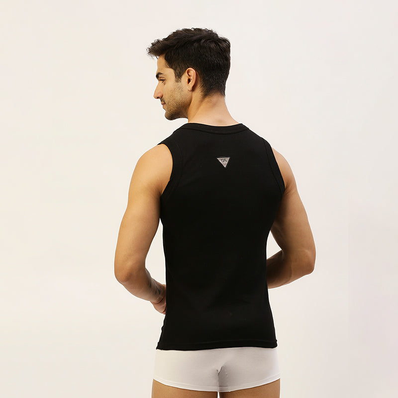 THE SECRET LOOM Mens Gym Vest - Rib 1X1 100% Super Combed Cotton