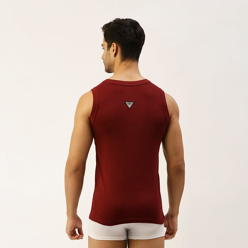 THE SECRET LOOM Mens Gym Vest - Rib 1X1 100% Super Combed Cotton