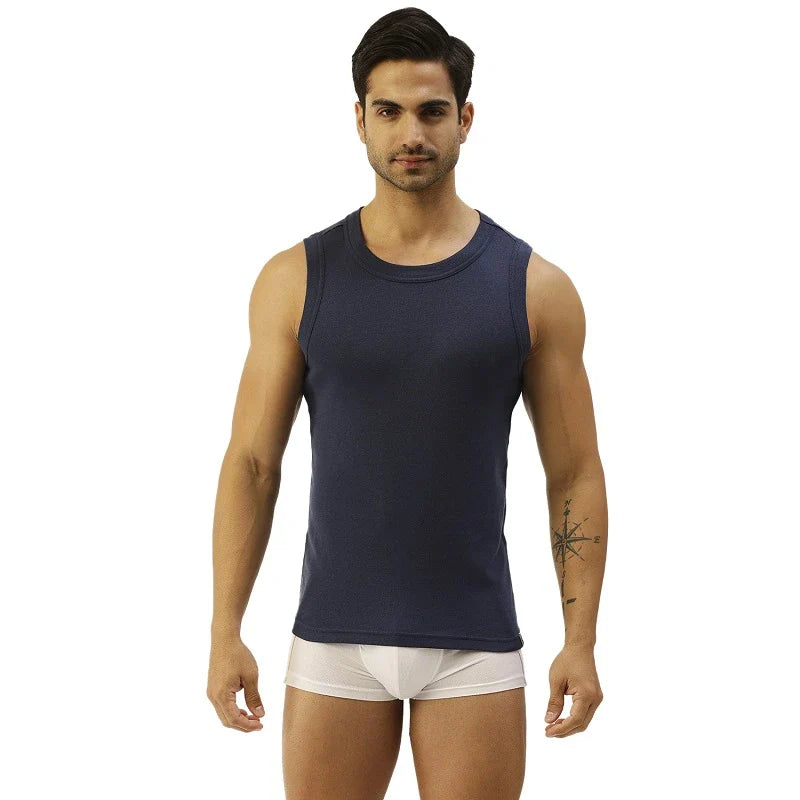 THE SECRET LOOM Mens Gym Vest - Rib 1X1 100% Super Combed Cotton