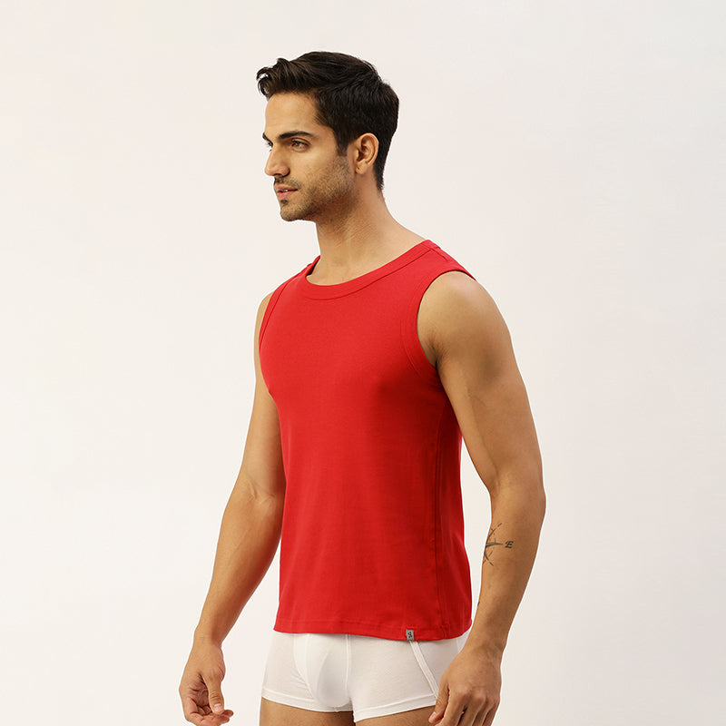 THE SECRET LOOM Mens Gym Vest - Rib 1X1 100% Super Combed Cotton