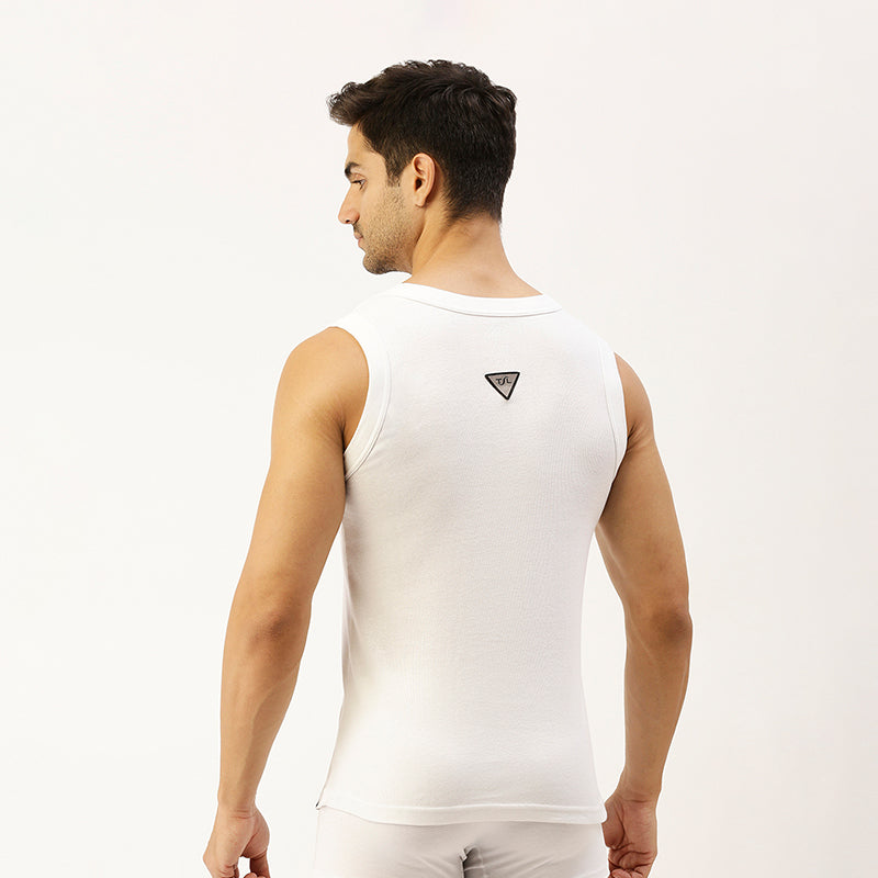 THE SECRET LOOM Mens Gym Vest - Rib 1X1 100% Super Combed Cotton
