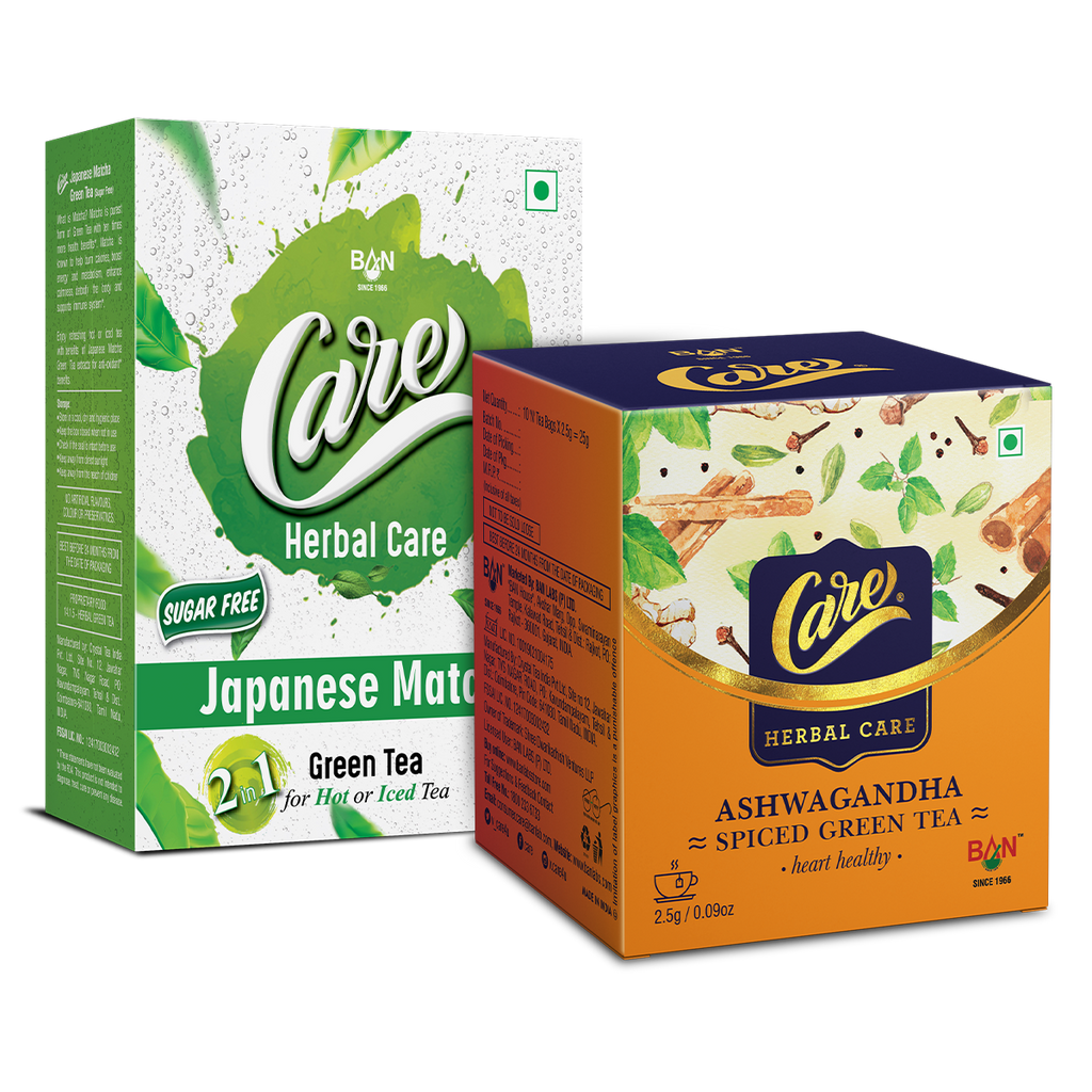 Ashwagandha Spiced Green Tea and Japanese Matcha Tea Combo ( 2.5Gx25N Ashwagandha,14Gx10N Japanese Matcha)