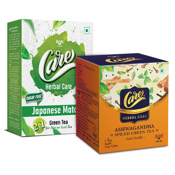 Ashwagandha Spiced Green Tea and Japanese Matcha Tea Combo ( 2.5Gx25N Ashwagandha,14Gx10N Japanese Matcha)