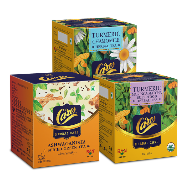 Turmeric Superfood and Ashwagandha Spiced Tea Combo ( 2.5Gx25N Ashwagandha,15N CHAMOMILE HERBAL, 15N MORINGA MATCHA)